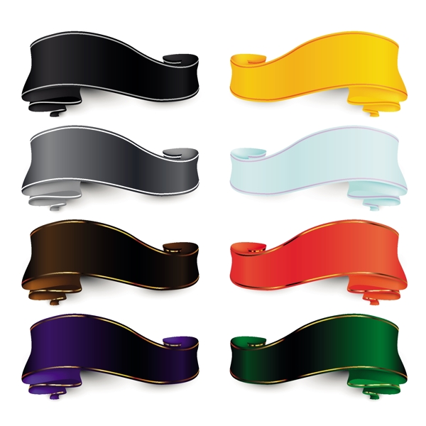 8款彩色绸带设计EPS格式矢量素材