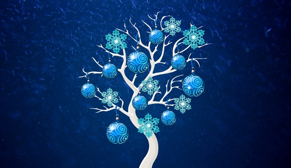 蓝色彩球树
