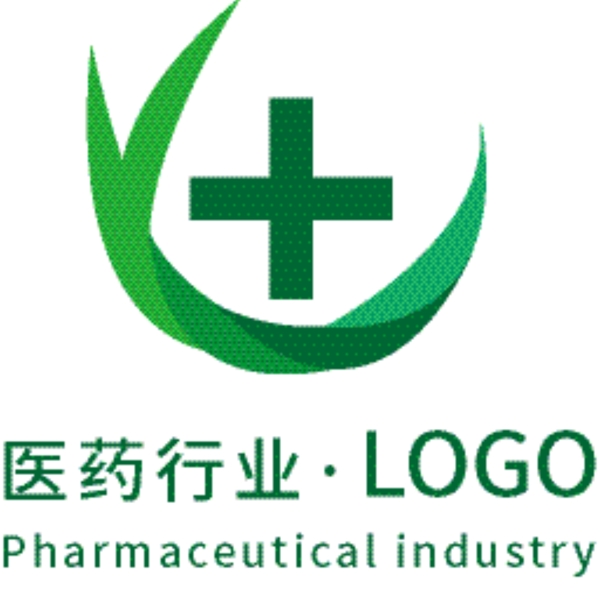 医药行业LOGO设计通用模版绿色叶子环绕