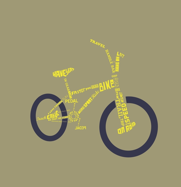 字母组成的自行车图案图片