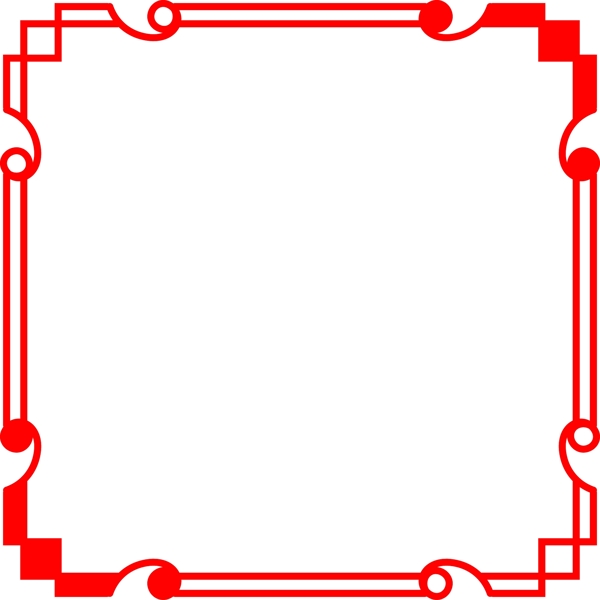 简约线条红色正方形矢量海报边框透明png