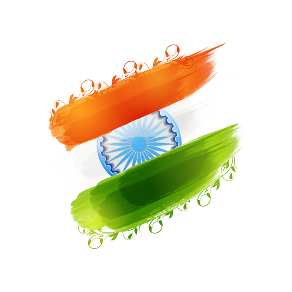 印度共和国国旗和花卉装饰日