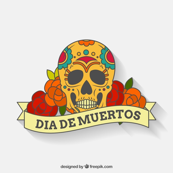 墨西哥骷髅背景装饰线性风格