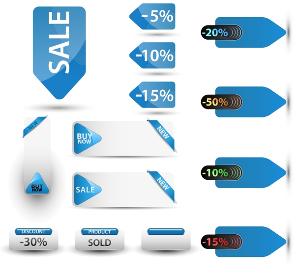 蓝色网页销售标签矢量图AI