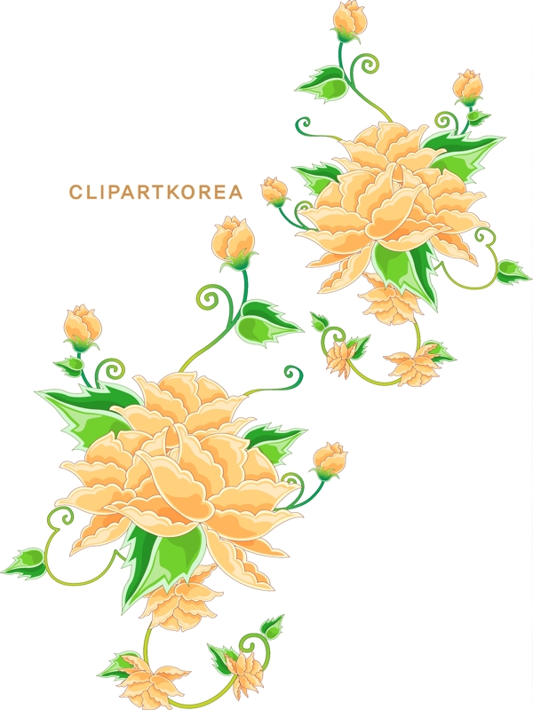 韩国植物花边边框矢量图07