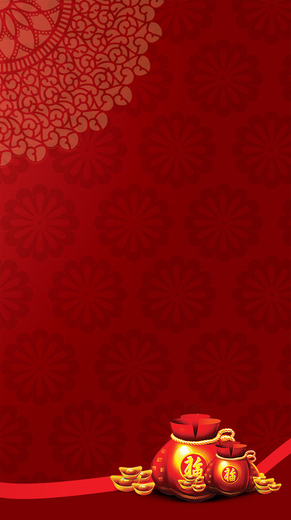红色钱袋H5背景素材