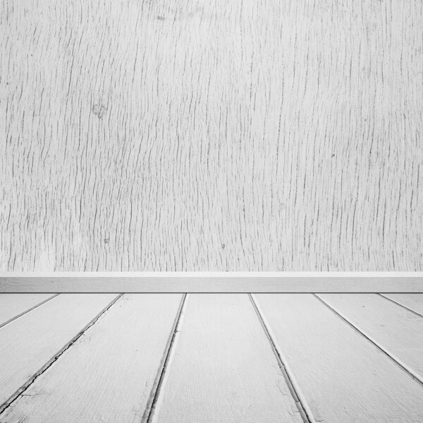 空间白色木纹地板水泥墙面