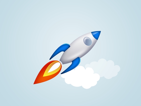 蓝色火箭icon图标素材