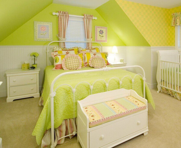 地中海风格小卧室儿童房童趣绿色装修效果图