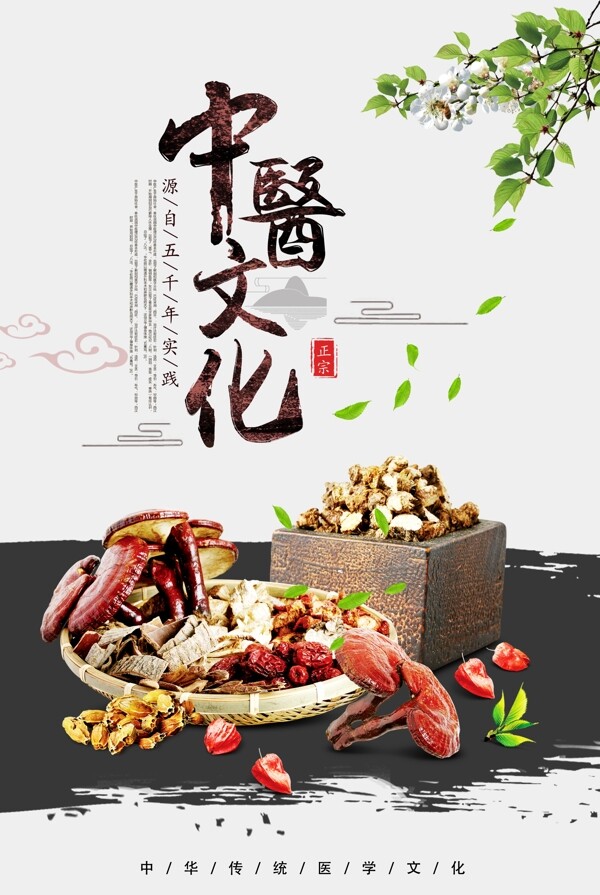 中医文化复古国风医药药材海报
