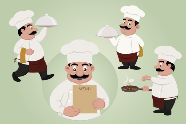 4款厨师插画图片