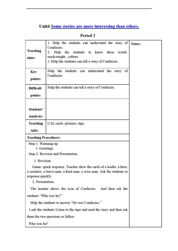 六年级下英语下册教案unit6period2