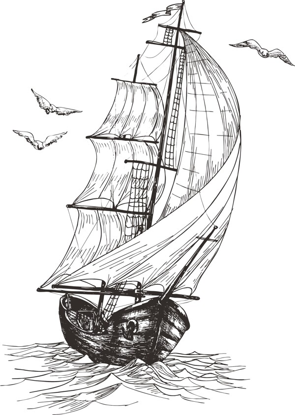 海鸥帆船图片