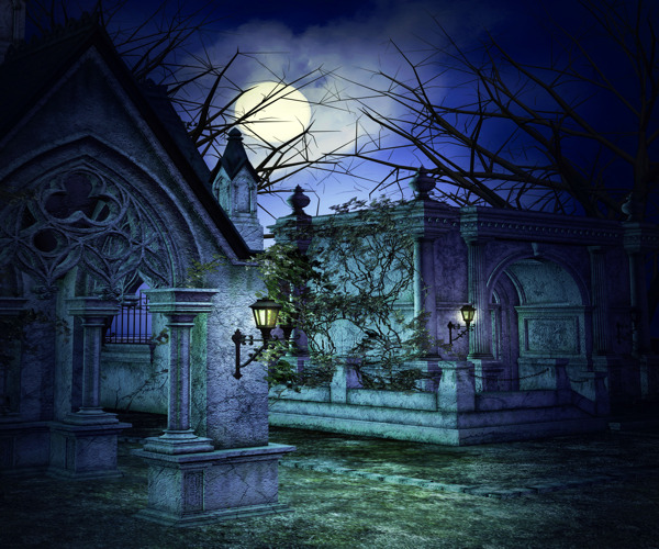 可怕的墓地的背景