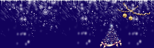 蓝色飘雪下雪圣诞快乐banner背景