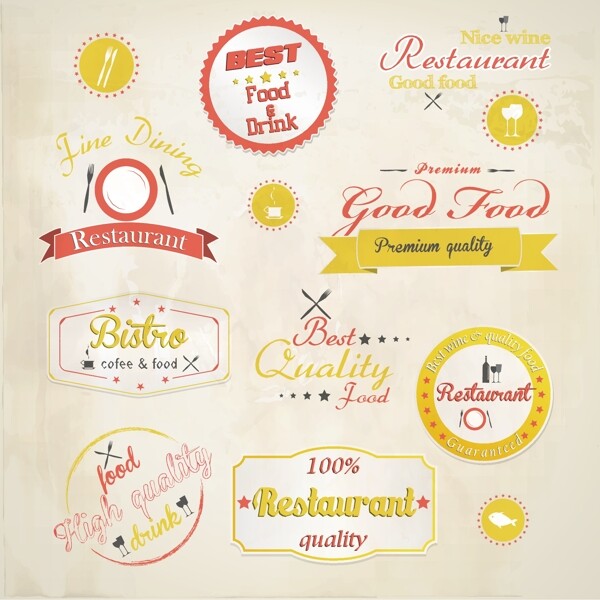 欧美餐厅标签矢量素材图片