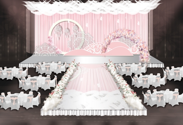 粉色梦幻婚礼舞台背景