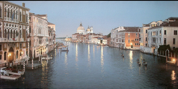 油画威尼斯夜晚图片