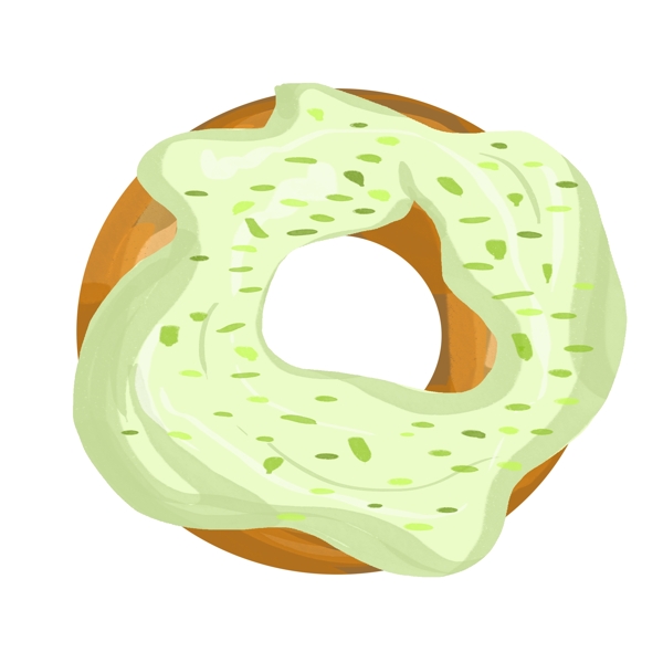 手绘果绿色甜甜圈