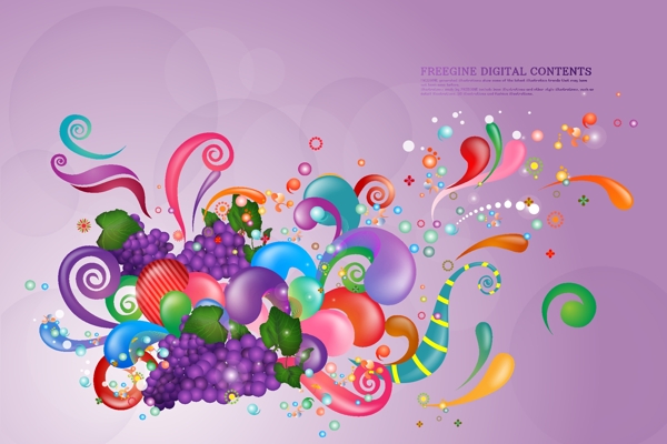 紫色缤纷花纹素材