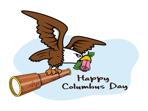 哥伦布日鹰鸟双眼向量