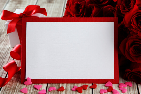 情人节卡片与玫瑰花图片