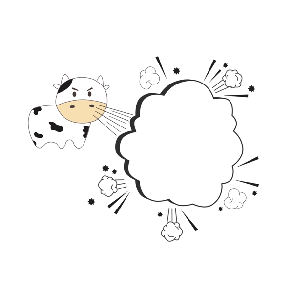 卡通奶牛爆炸云爆炸框气泡边框会话框