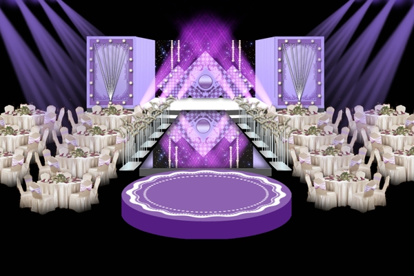 创意紫色婚礼舞台