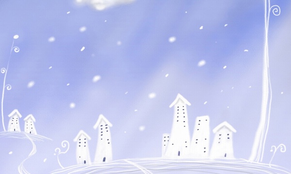 蓝色背景雪天插画