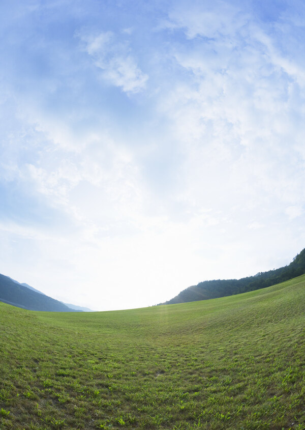 蓝天草地风景图片