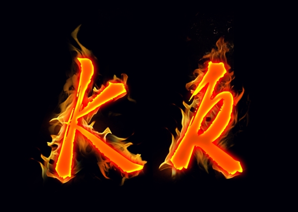火焰英文字母Kk分层