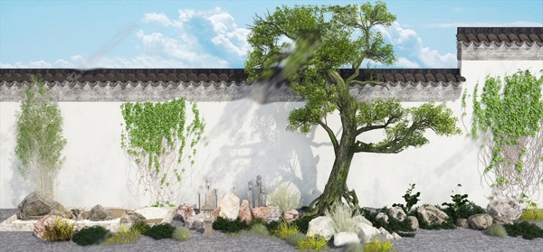 新中式庭院景观组合图片