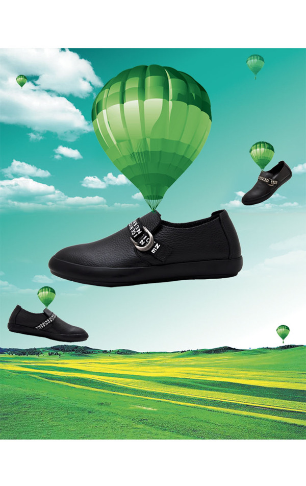 绿色热气球皮鞋海报图片