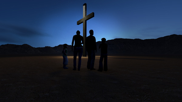 徒的家庭在十字架