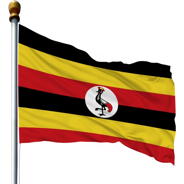 带旗杆的乌干达国旗