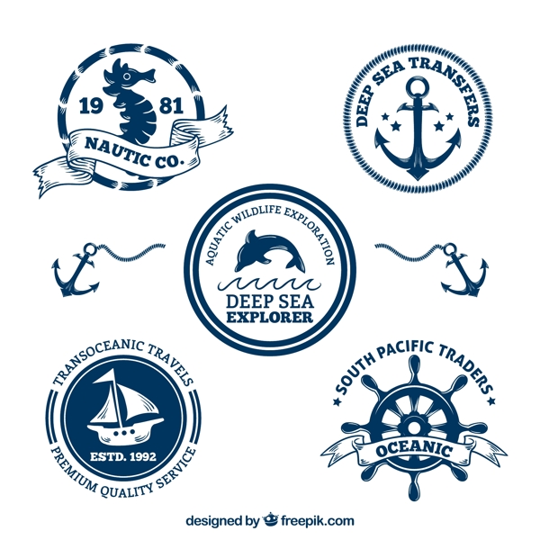 5款深蓝色航海徽章