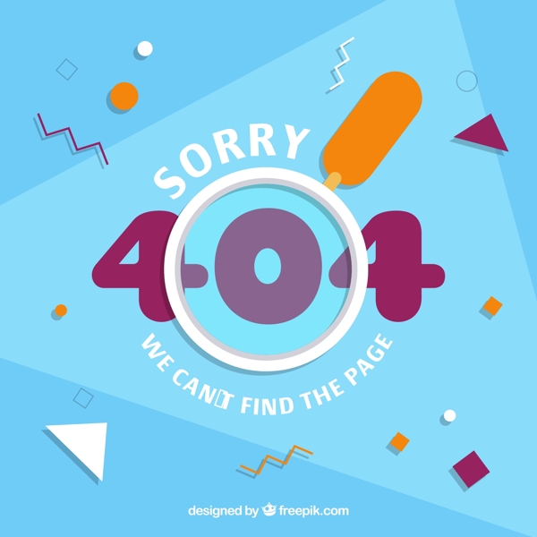 创意404错误页面放大镜矢量图