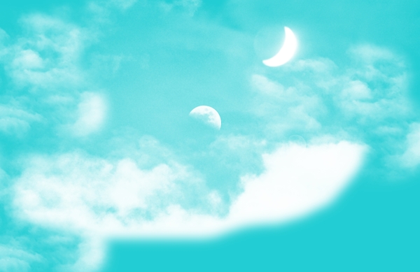 蓝天白云分层素材月亮太阳