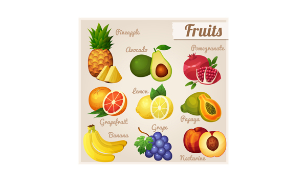 大量的各种各样的水果图标矢量