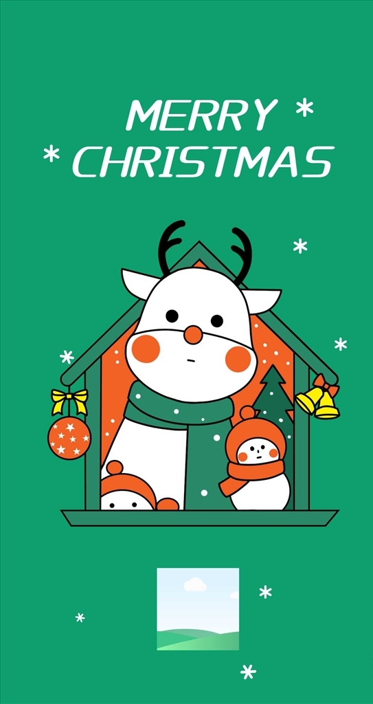 圣诞节日祝福手绘插画可爱海报图片
