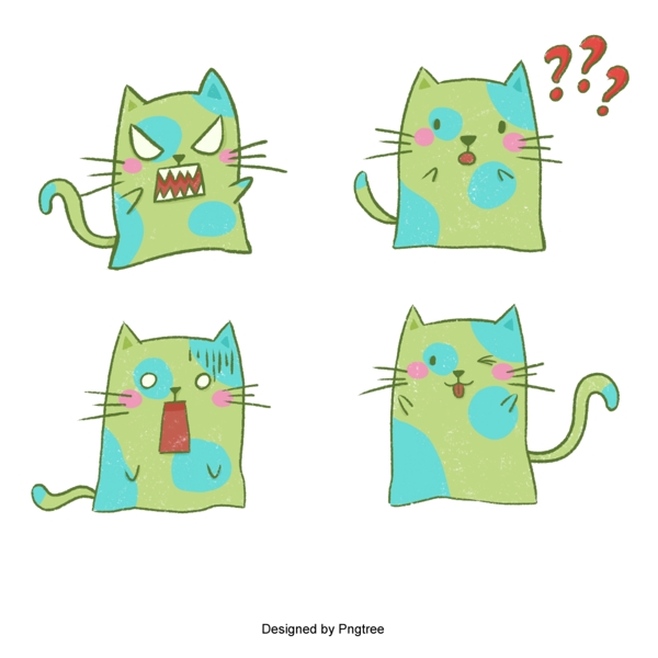 不同情感的卡通可爱猫