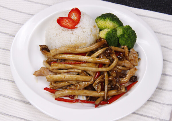 茶树菇炒肉套餐图片
