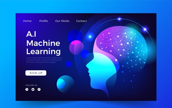 蓝色科技AI人工智能概念网页