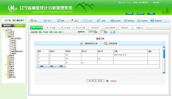 林业统计分析管理系统首页界面