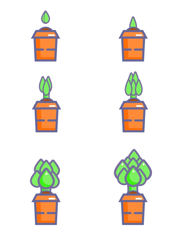 植物生长过程手绘绿色卡通矢量可商用元素