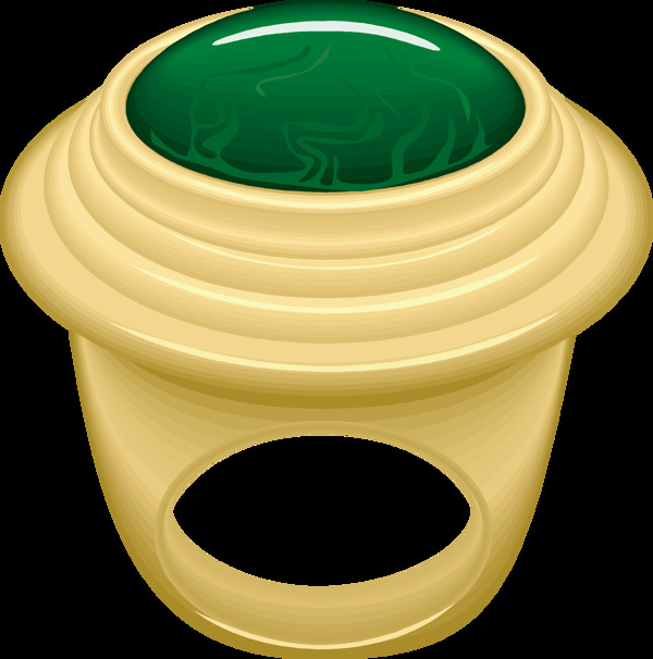 手绘绿色戒指元素