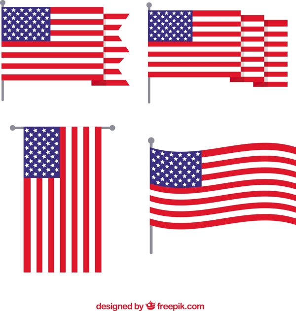 不同形状的美国国旗矢量素材