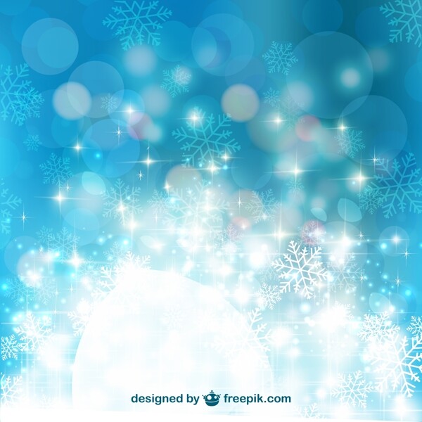 蓝色雪花圣诞气氛背景矢量