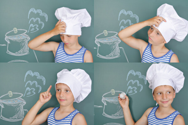 戴厨师帽的男孩图片