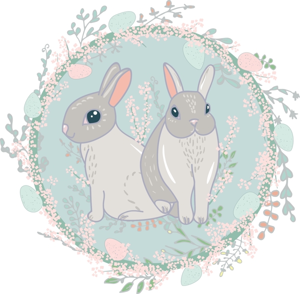 小兔子花环图案设计